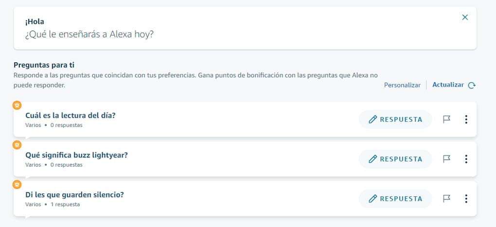 Alexa Answers, página inicial