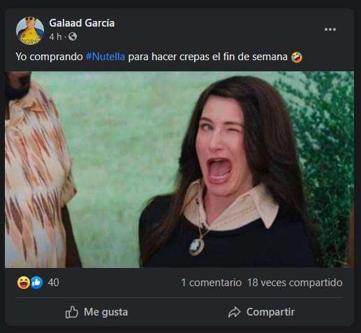 Chica guiñando el ojo por comprar Nutella