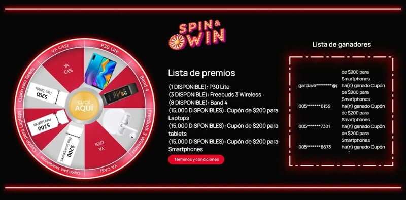 Huawei, Ruleta de descuentos