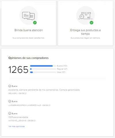 Calificación de vendedor en Mercado Libre