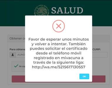 Certificado Covid-19 por WhatsApp