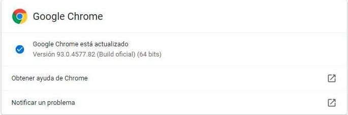 Navegador Google Chrome actualización
