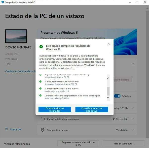 PC Healt Check, comprobador Windows 11
