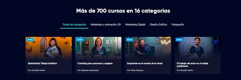 Oferta de cursos de Crehana