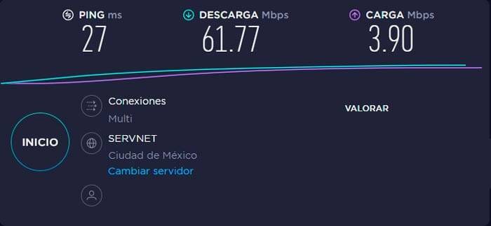 Test de velocidad de subida y bajada