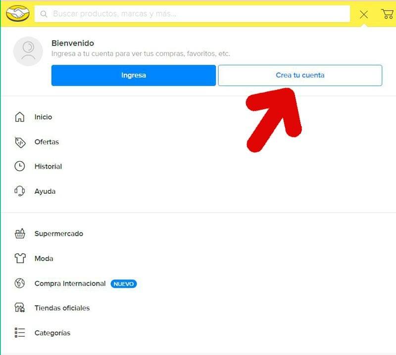 Crear cuenta en Mercado Libre
