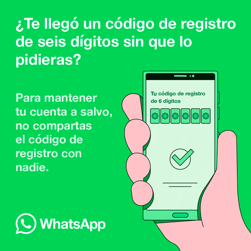 No compartas el Código de verificación de cuenta de WhatsApp