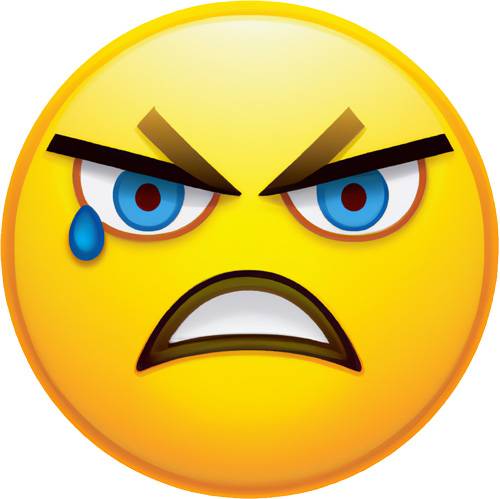 Emoticono cara enfadada con lágrima
