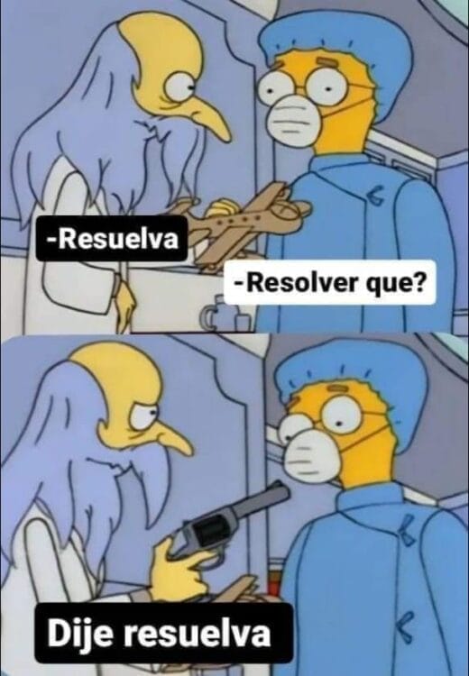 Meme que resuelva, Señor Burns, con avión, los Simpsons.