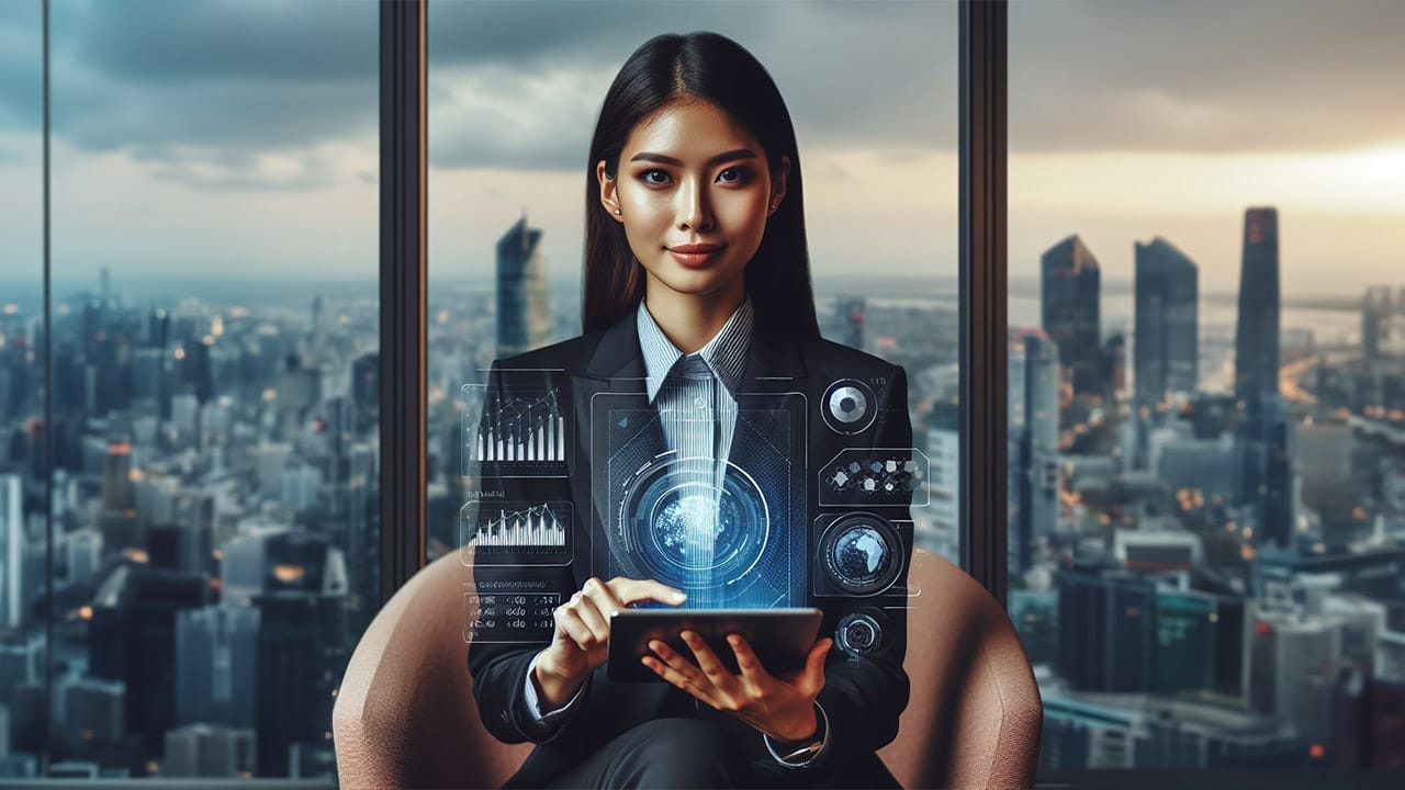 Mujer utilizando la IA en servicios financieros en México