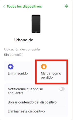 Bloquear iPhone por medio de iCloud