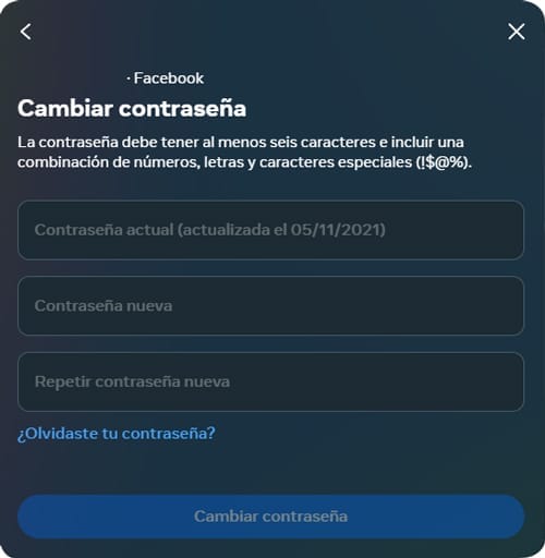 Cambiar contraseña de Facebook, actual por la nueva clave de acceso