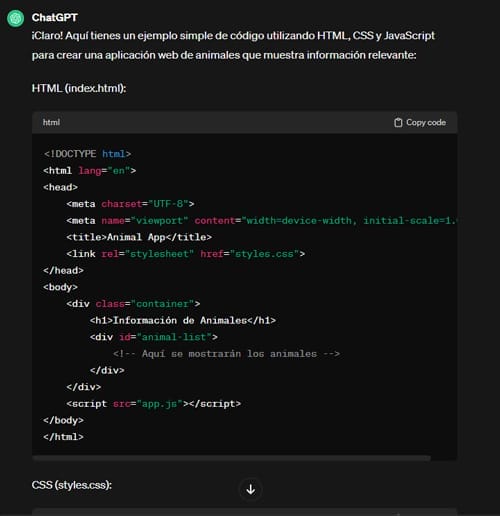 Creación de Web App con ChatGPT