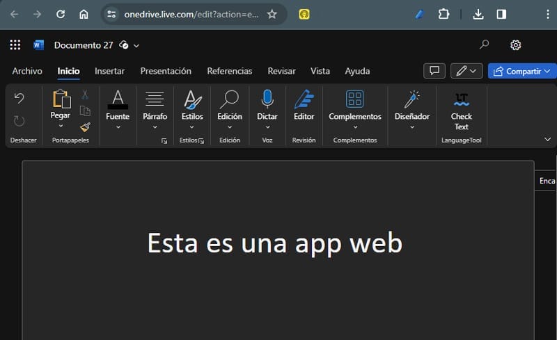 App Web de Microsoft Word