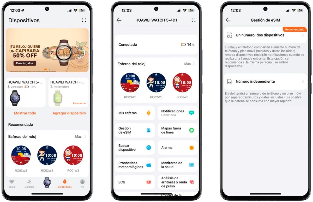 Activar laa esim para el Huawei Watch 5 desde el teléfono