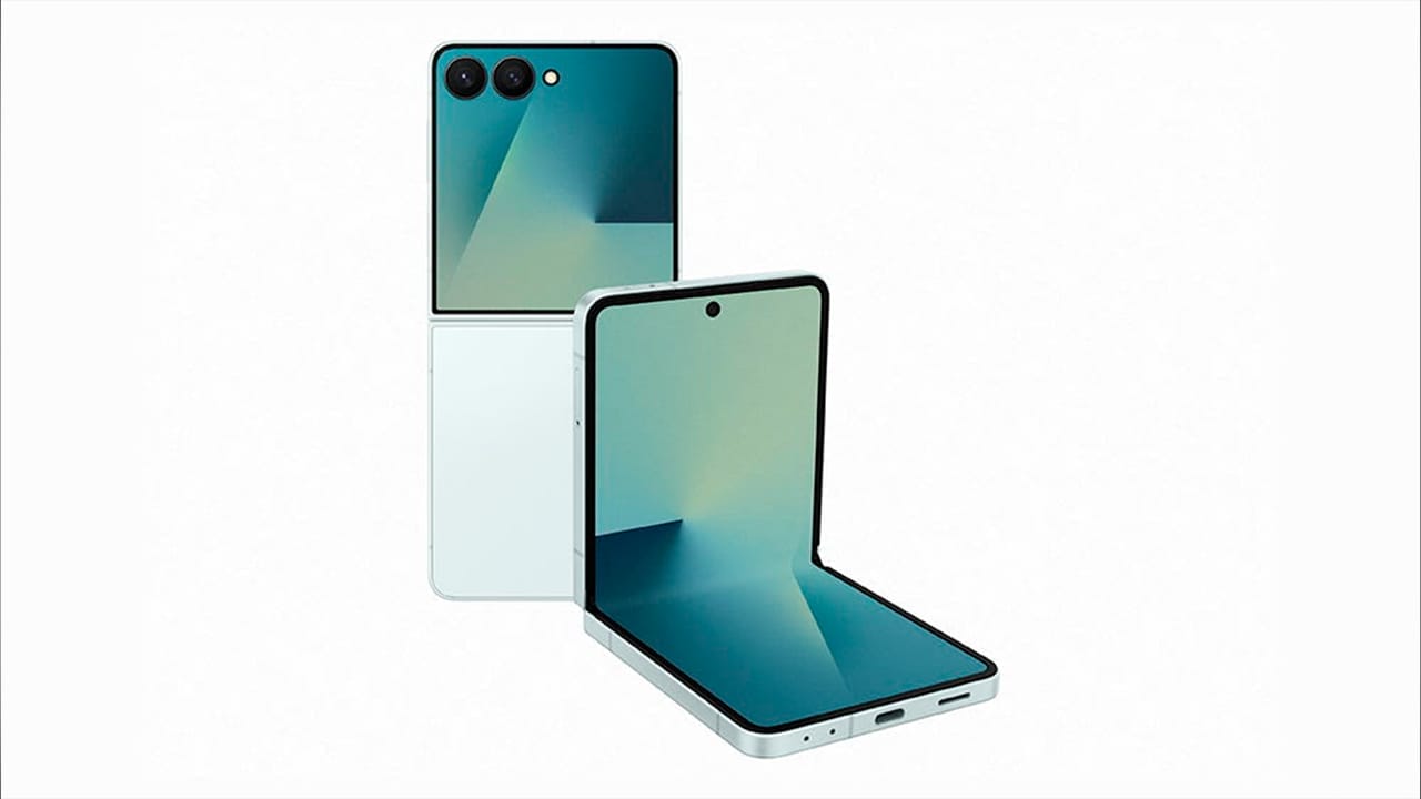 Ilustación del nuevo Samsung Galaxy Flip 7 con fondo blanco