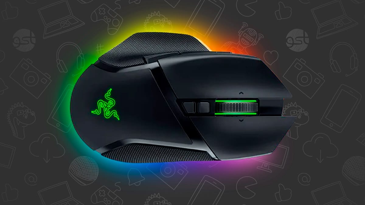 Imagen en fondo negro del ratón gamer Razer Basilisk V3 Pro, por oferta en el Amazon Prime Internacional 2025. Fuente: Razer