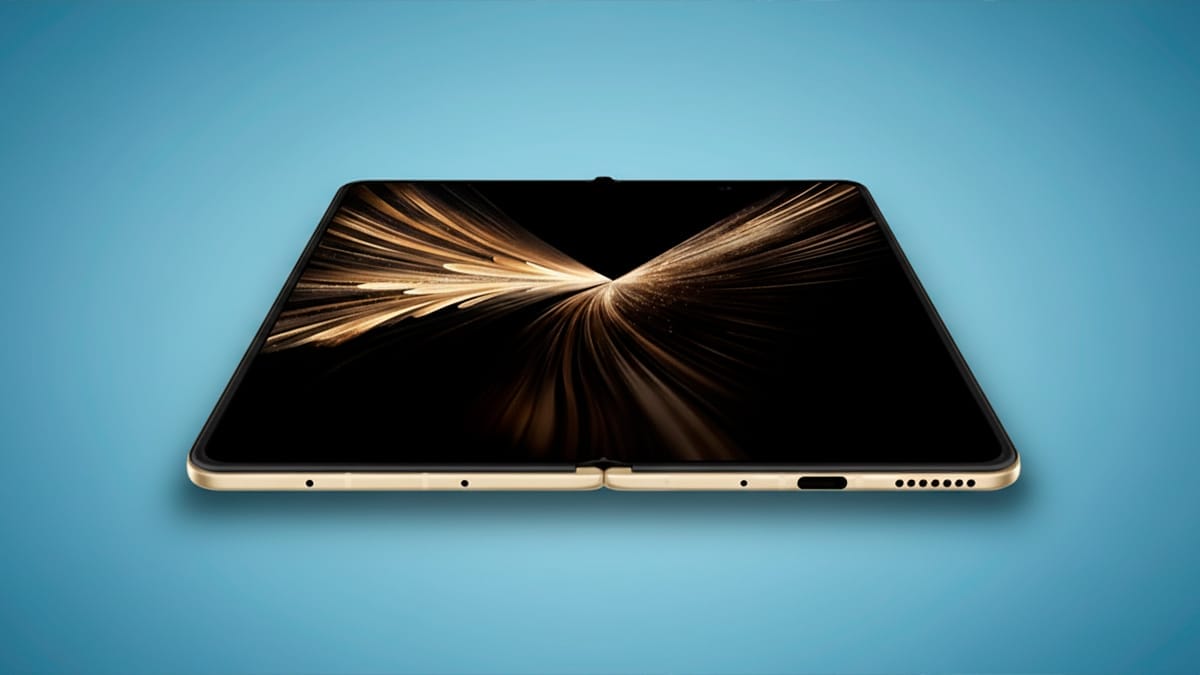 Teléfono desplegable Honor Magic v5 con fondo azul