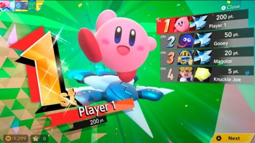 Captura de portada del juego de Kirby's Air Rider, en el área de ganadorfes