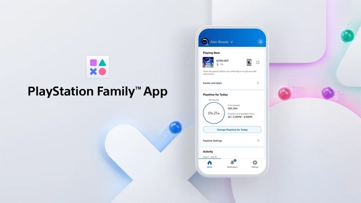 Imagen que muestra la PLayStation Family, una aplicación para iOS y Android de control parental para PS5 y PS4
