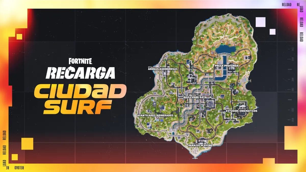 Fortnite Recarga Ciudad Surf- Mapa