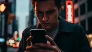 Hombre preocupado, se quieda sin línea telefónica